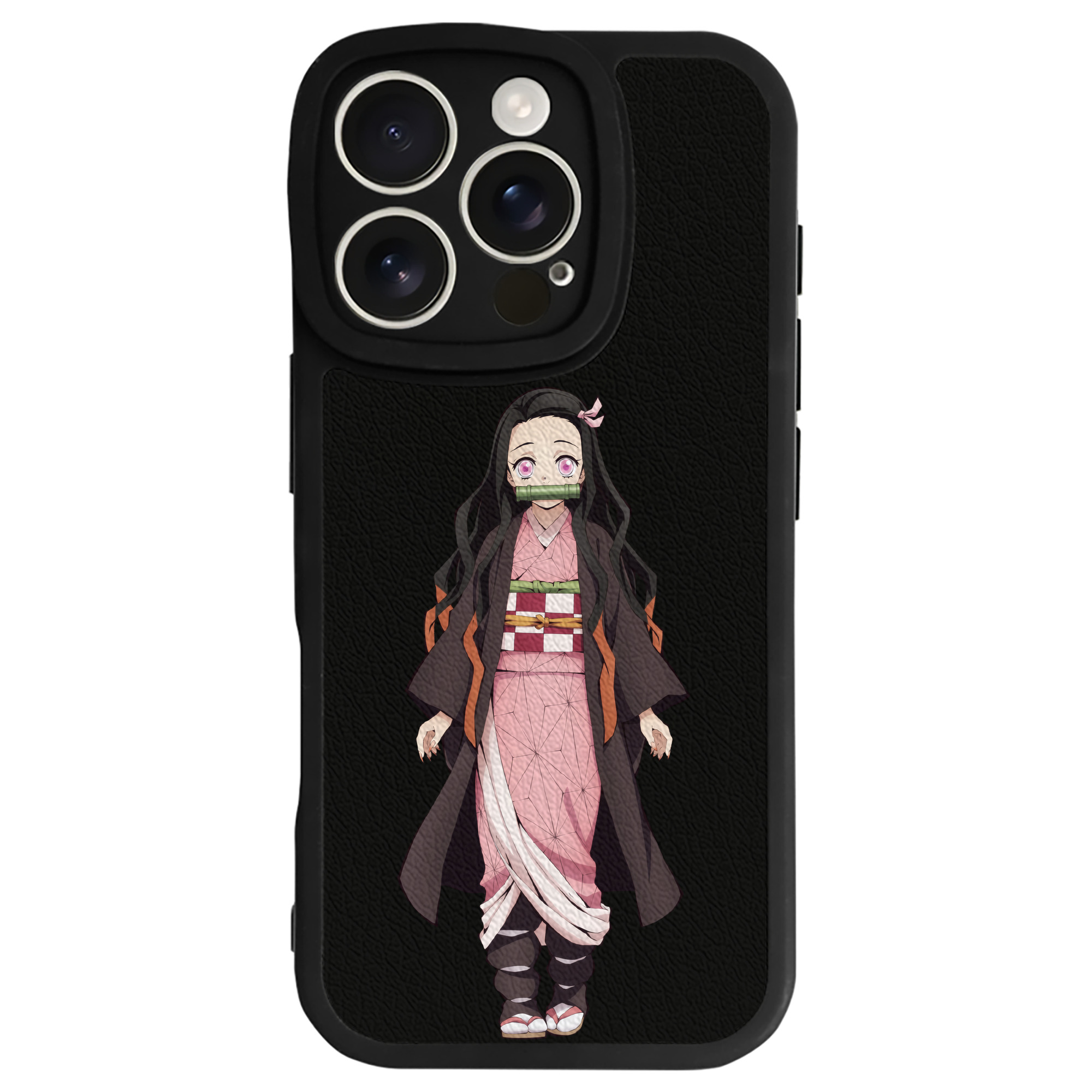 （画像用） 鬼滅の刃（きめつのやいば）竈門 禰󠄀豆子／かまど ねずこ Kamado Nezuko 【iPhone 16シリーズ対応】シリコンスマホケース（レザー調） 材質：シリコン